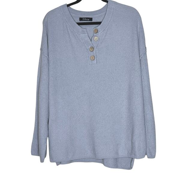 Lillusory Pullover Sweater Textured Cotton, Gray, Cozy Long Sleeve, Oversized - Picture 1 of 5